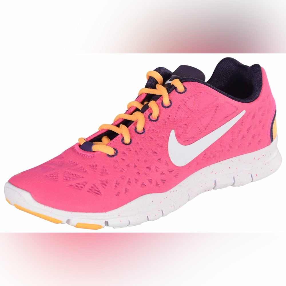Nike Pink and White Athletic Shoes with Geometric Design